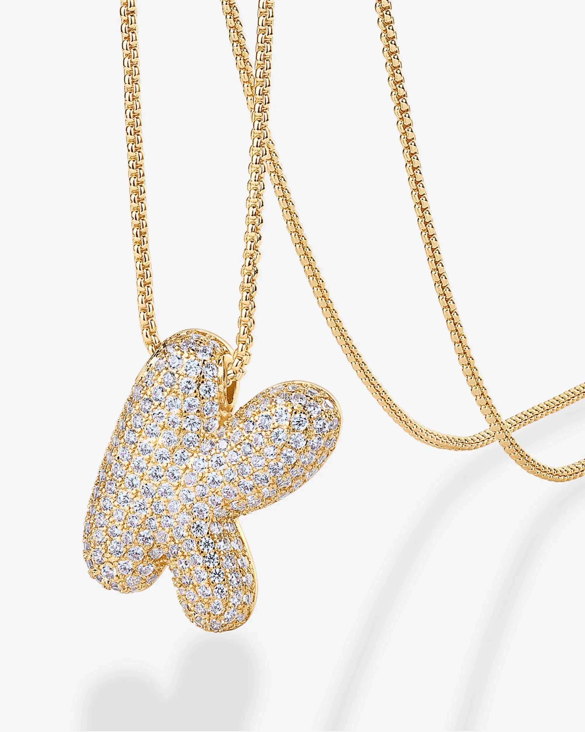 Sparkling Bubble Letter Pendant Necklace