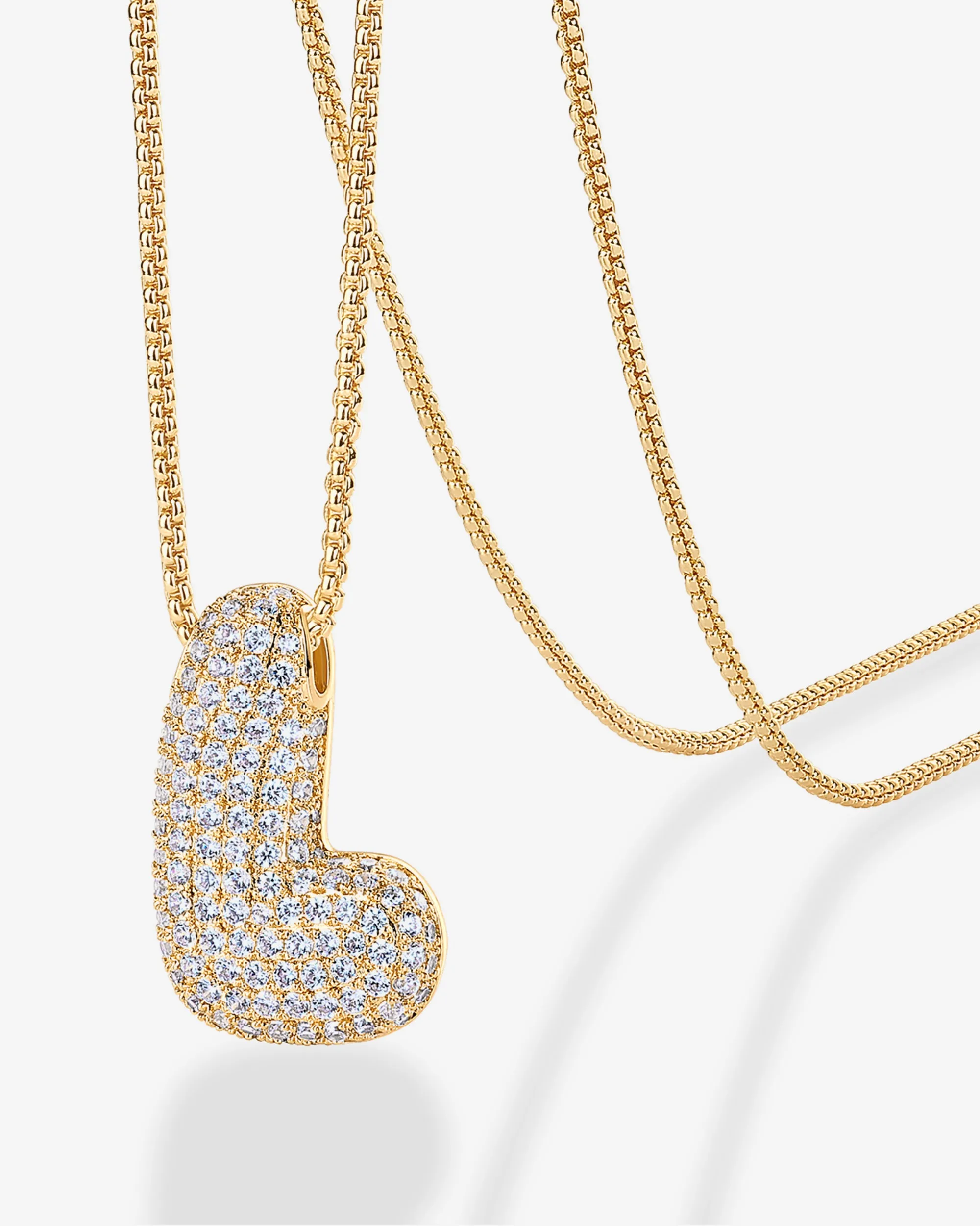 Sparkling Bubble Letter Pendant Necklace