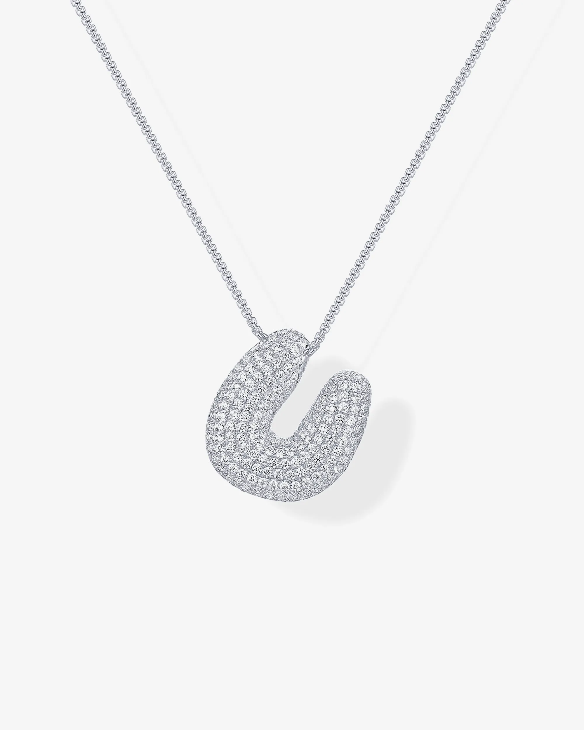 Sparkling Bubble Letter Pendant Necklace