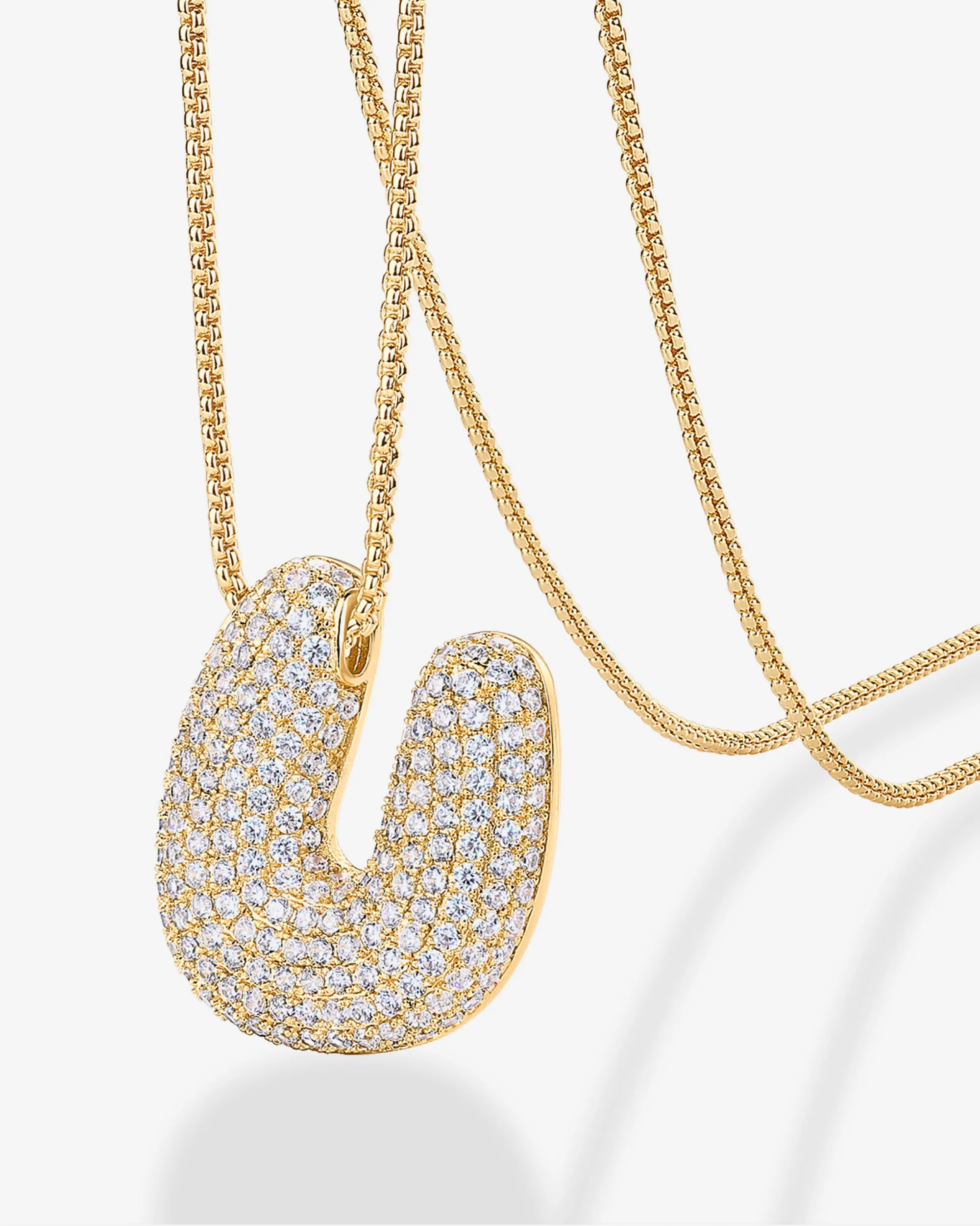 Sparkling Bubble Letter Pendant Necklace