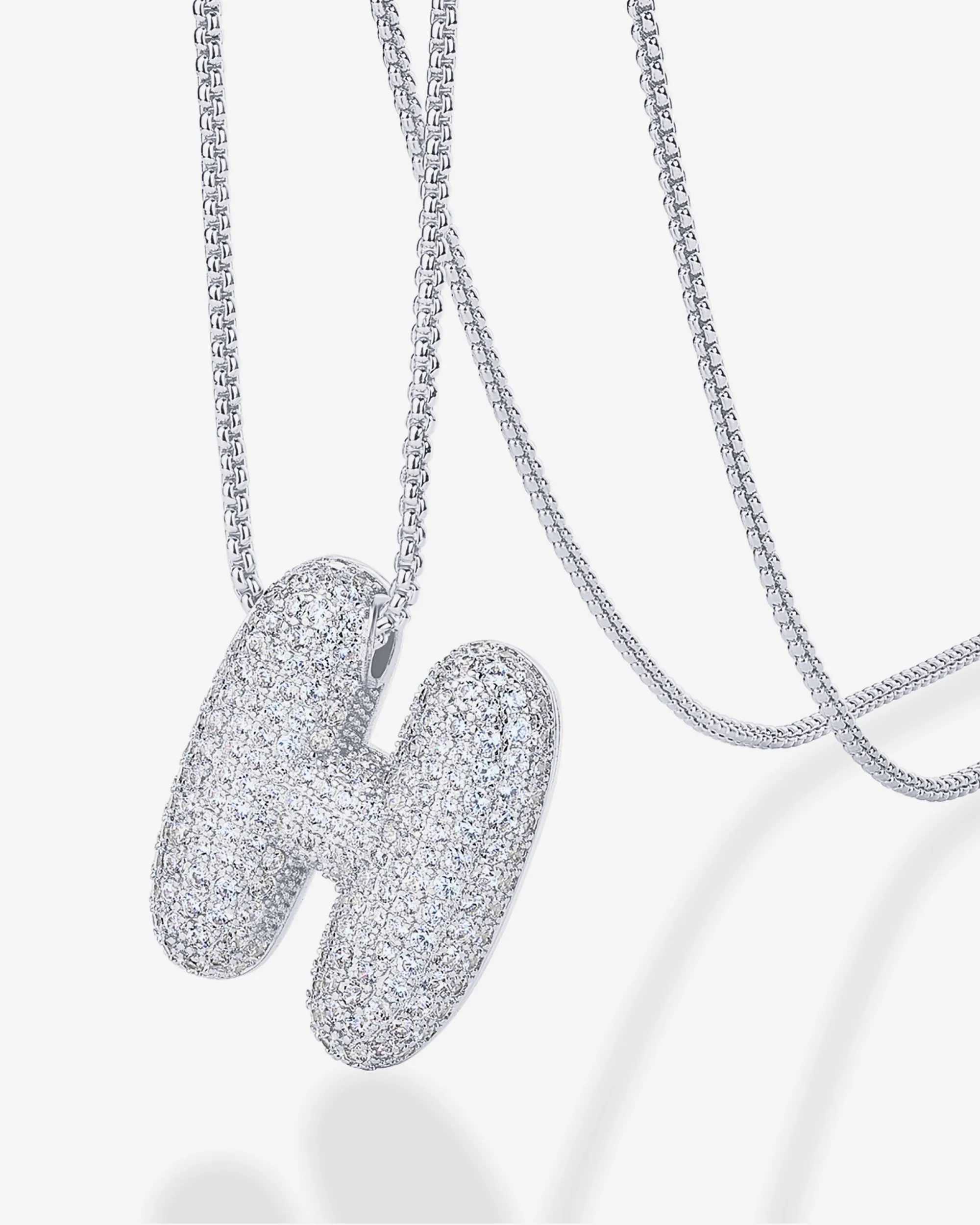 Sparkling Bubble Letter Pendant Necklace
