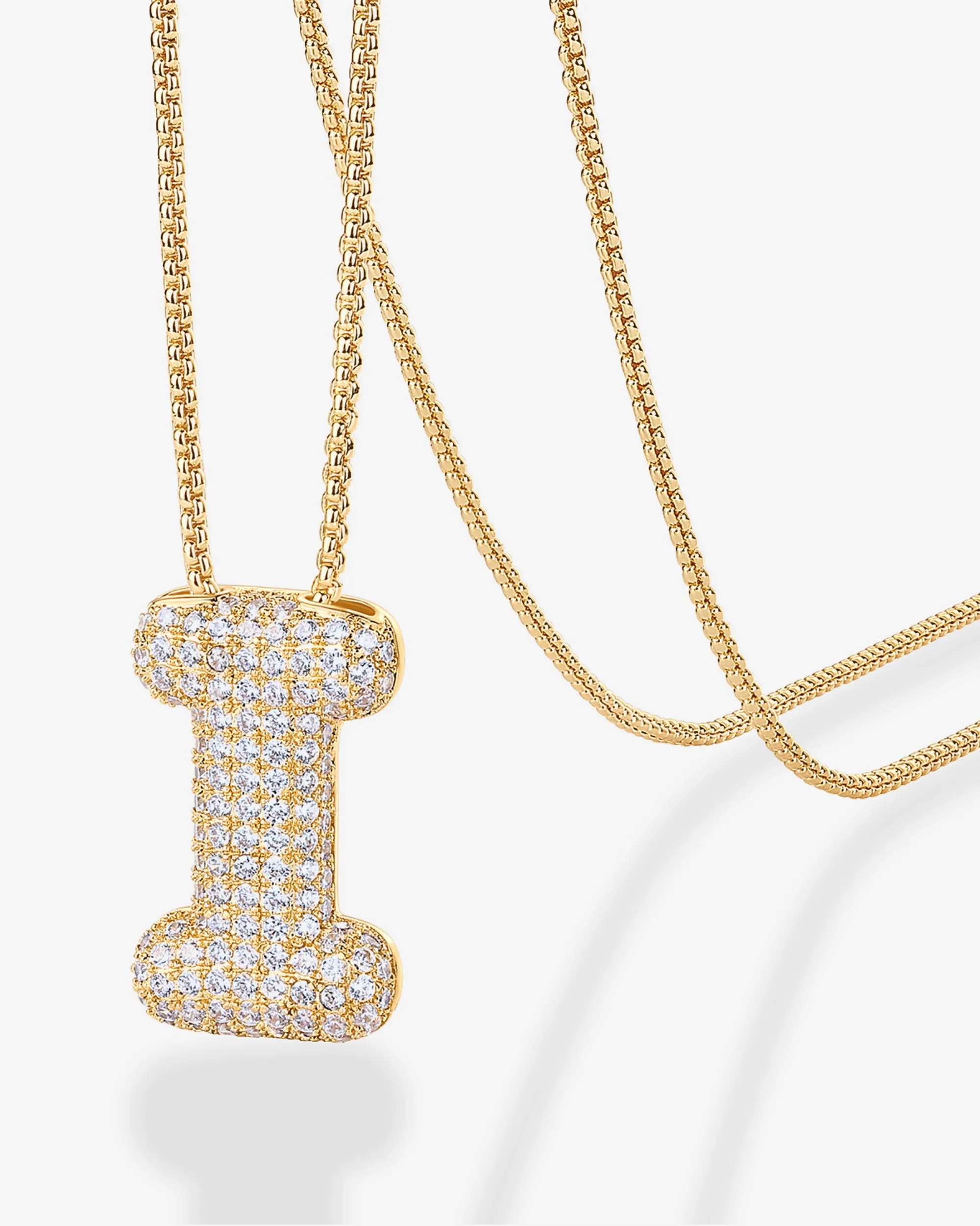 Sparkling Bubble Letter Pendant Necklace