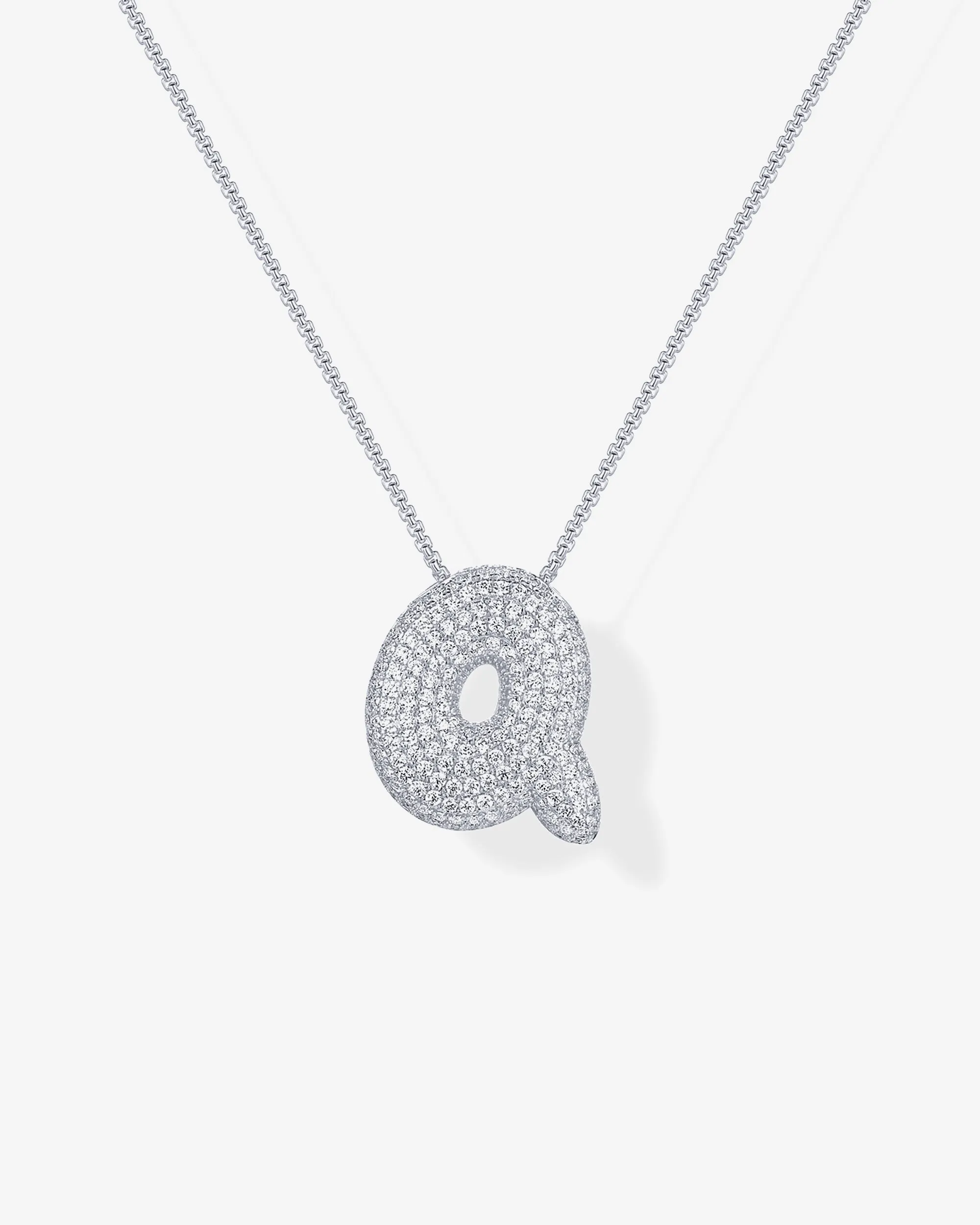 Sparkling Bubble Letter Pendant Necklace