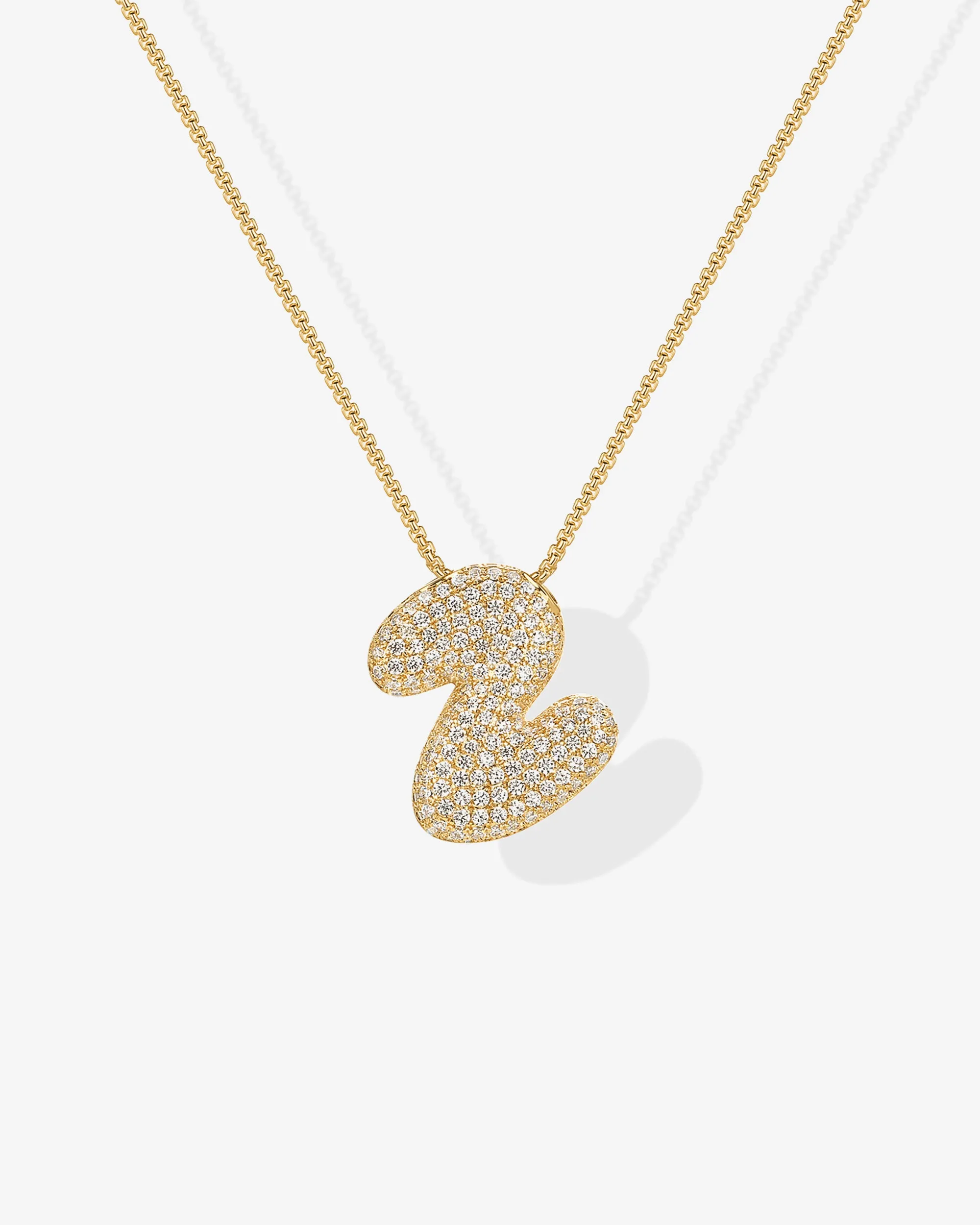Sparkling Bubble Letter Pendant Necklace