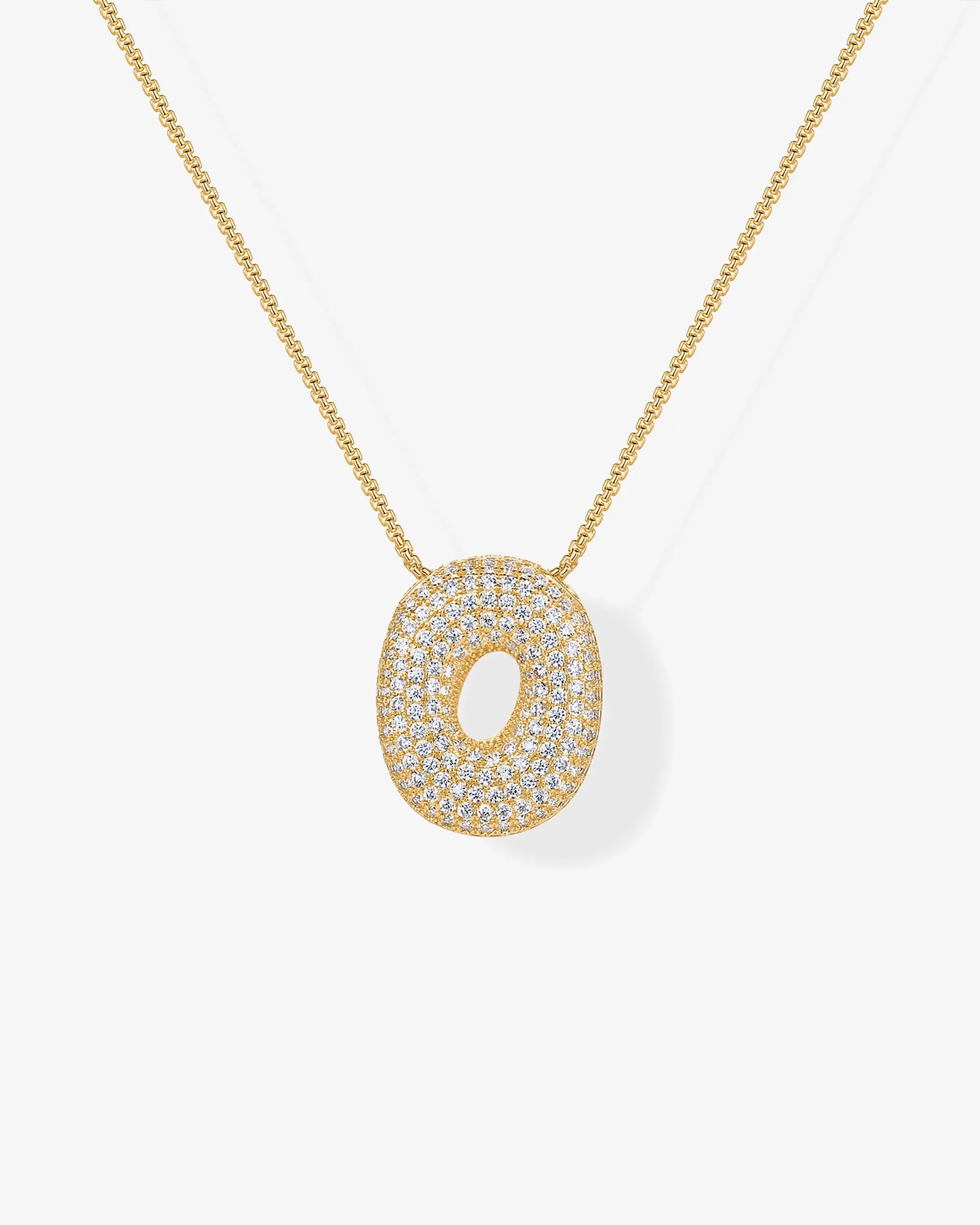 Sparkling Bubble Letter Pendant Necklace