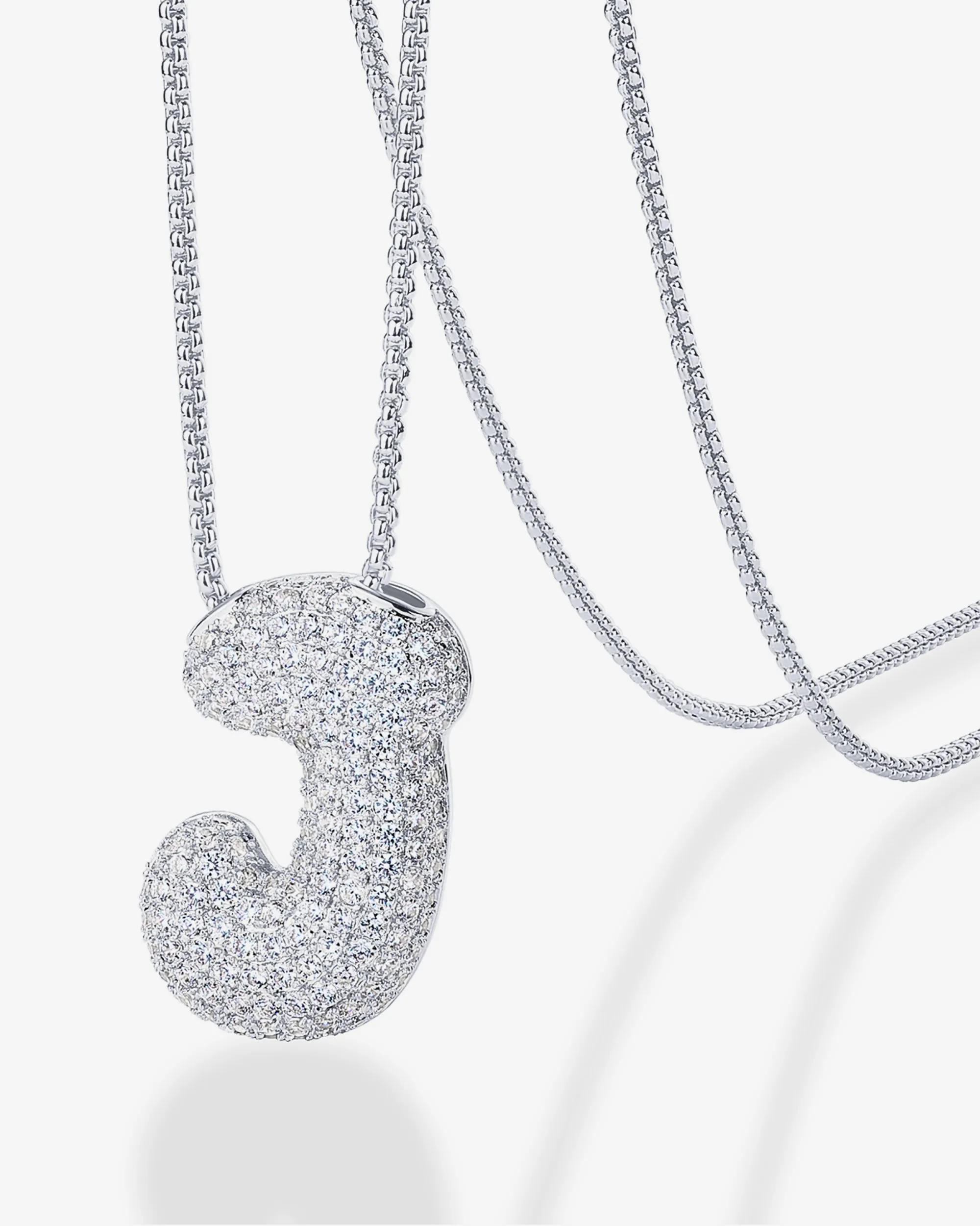 Sparkling Bubble Letter Pendant Necklace
