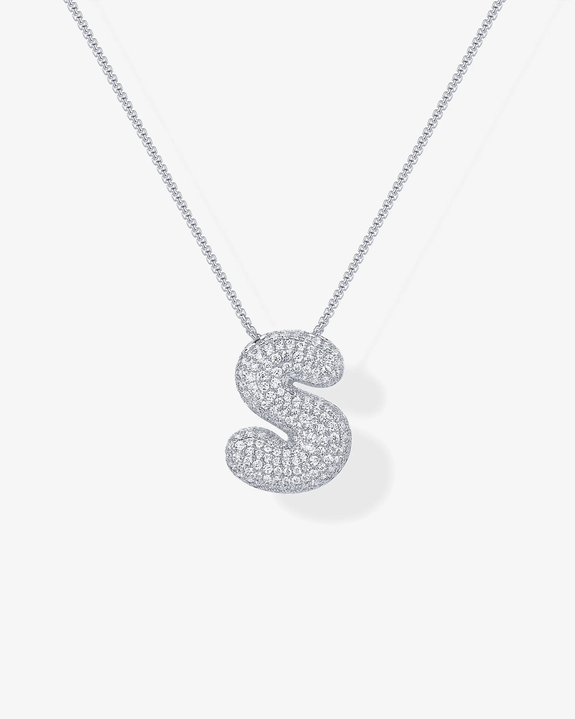 Sparkling Bubble Letter Pendant Necklace