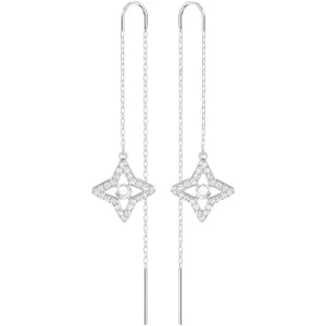 Sparkling Dance White Rhodium Plating Star Pierced Earrings