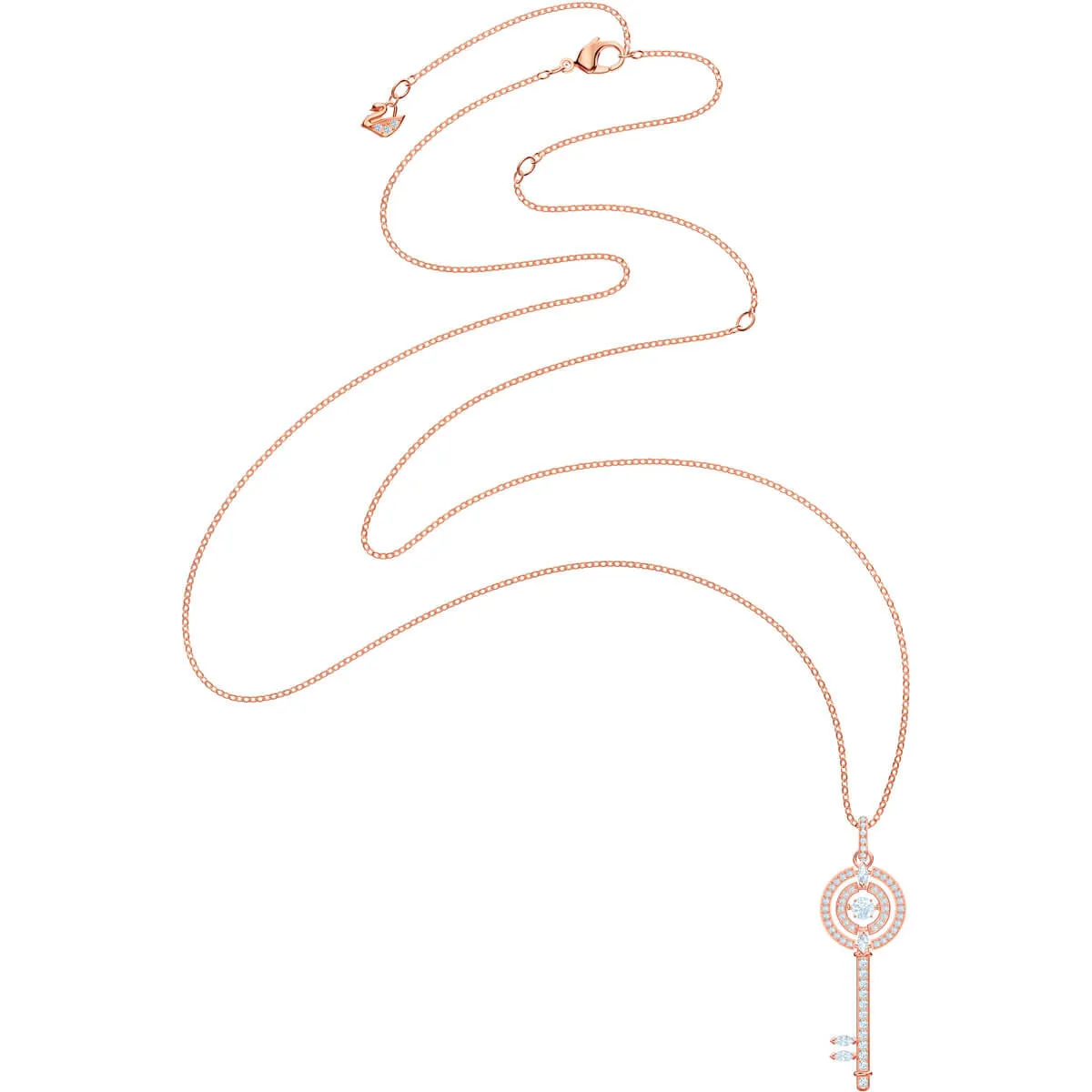 Sparkling Dance White Rose Gold Plating Key Necklace