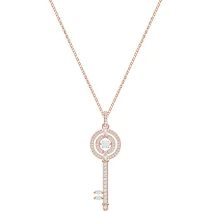 Sparkling Dance White Rose Gold Plating Key Necklace