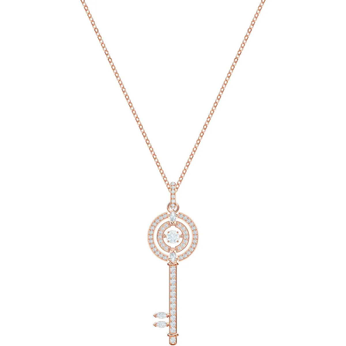 Sparkling Dance White Rose Gold Plating Key Necklace