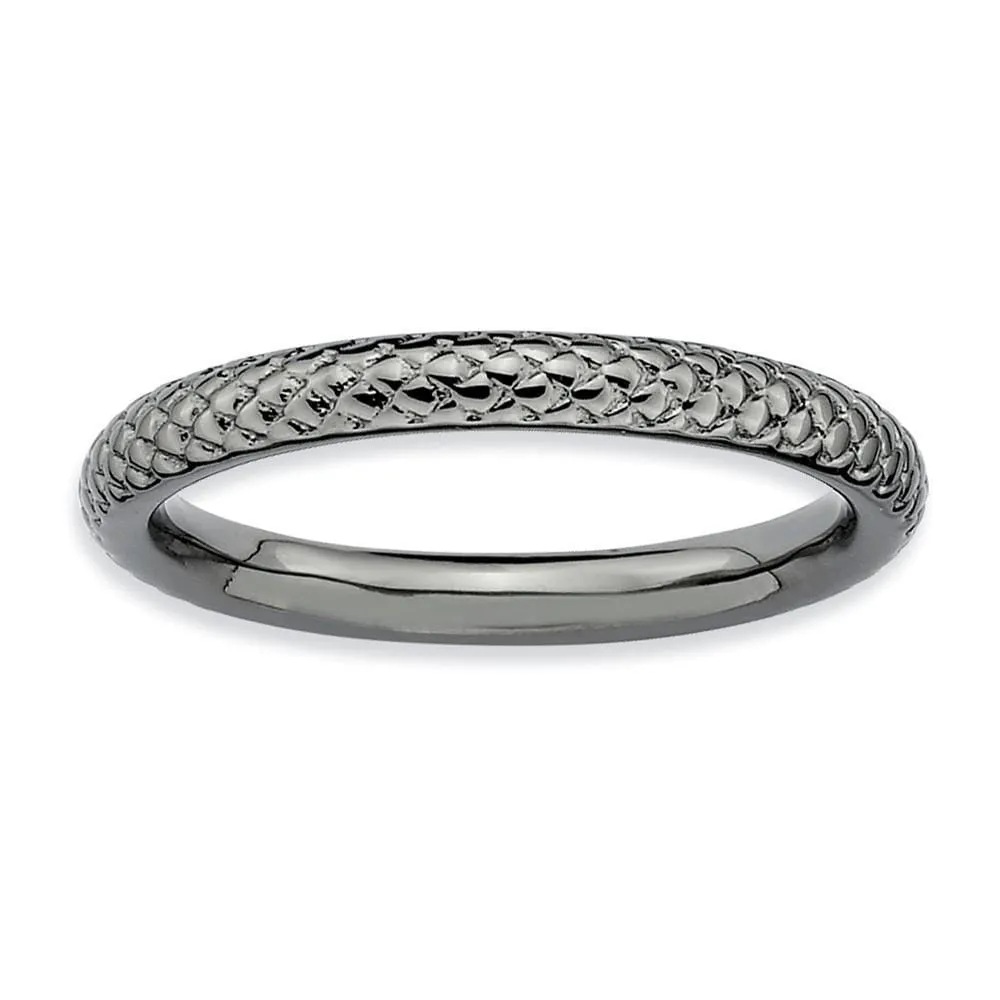 Sterling Silver Black-Plated Cable Ring