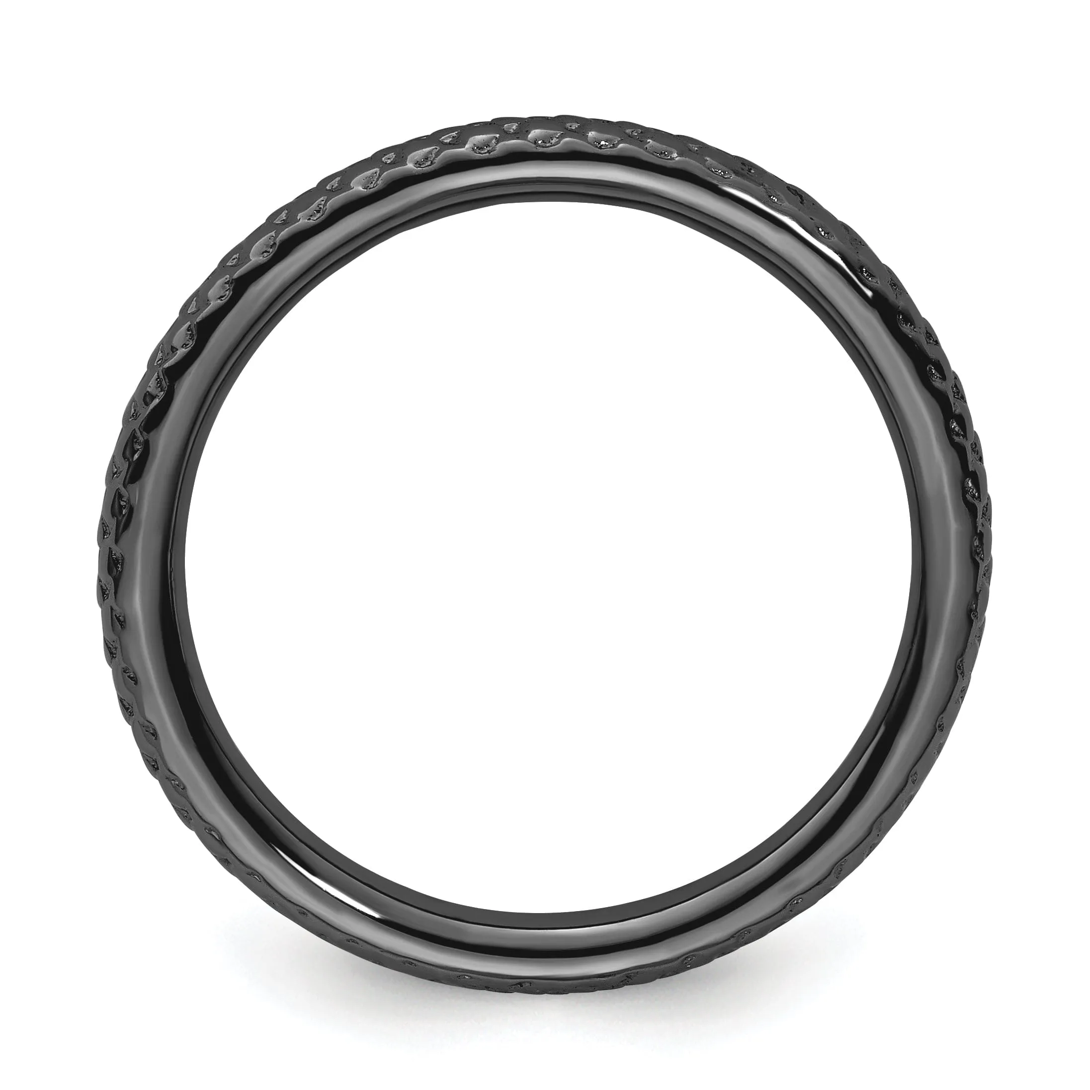 Sterling Silver Black-Plated Cable Ring