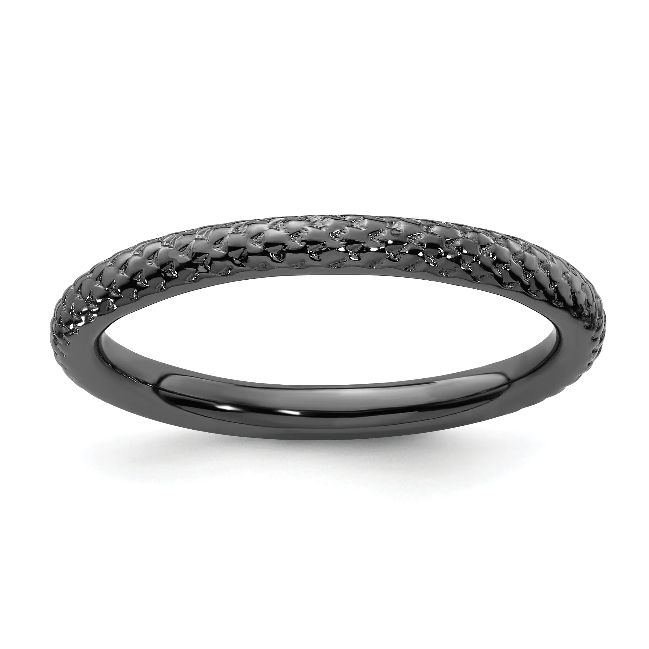 Sterling Silver Black-Plated Cable Ring
