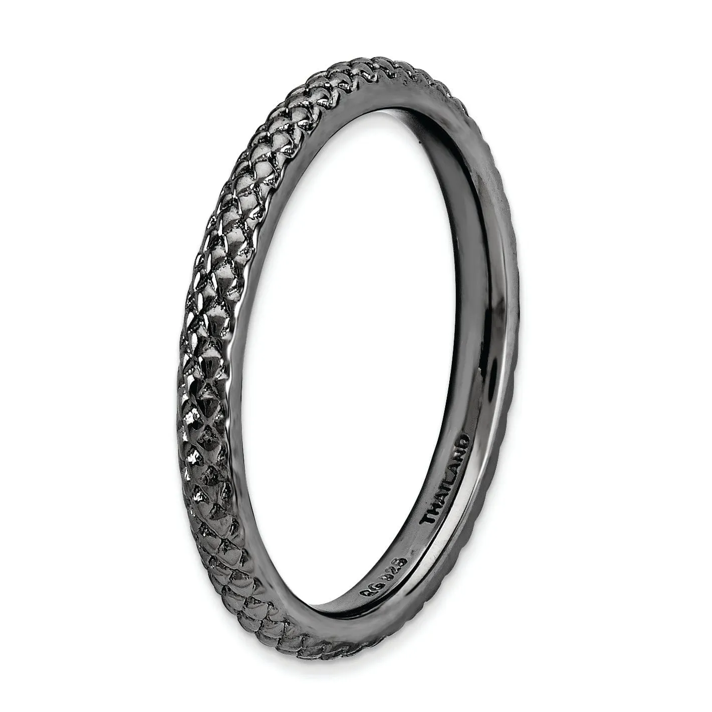 Sterling Silver Black-Plated Cable Ring