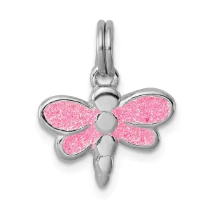 Sterling Silver Glitter Enamel Dragonfly Charm