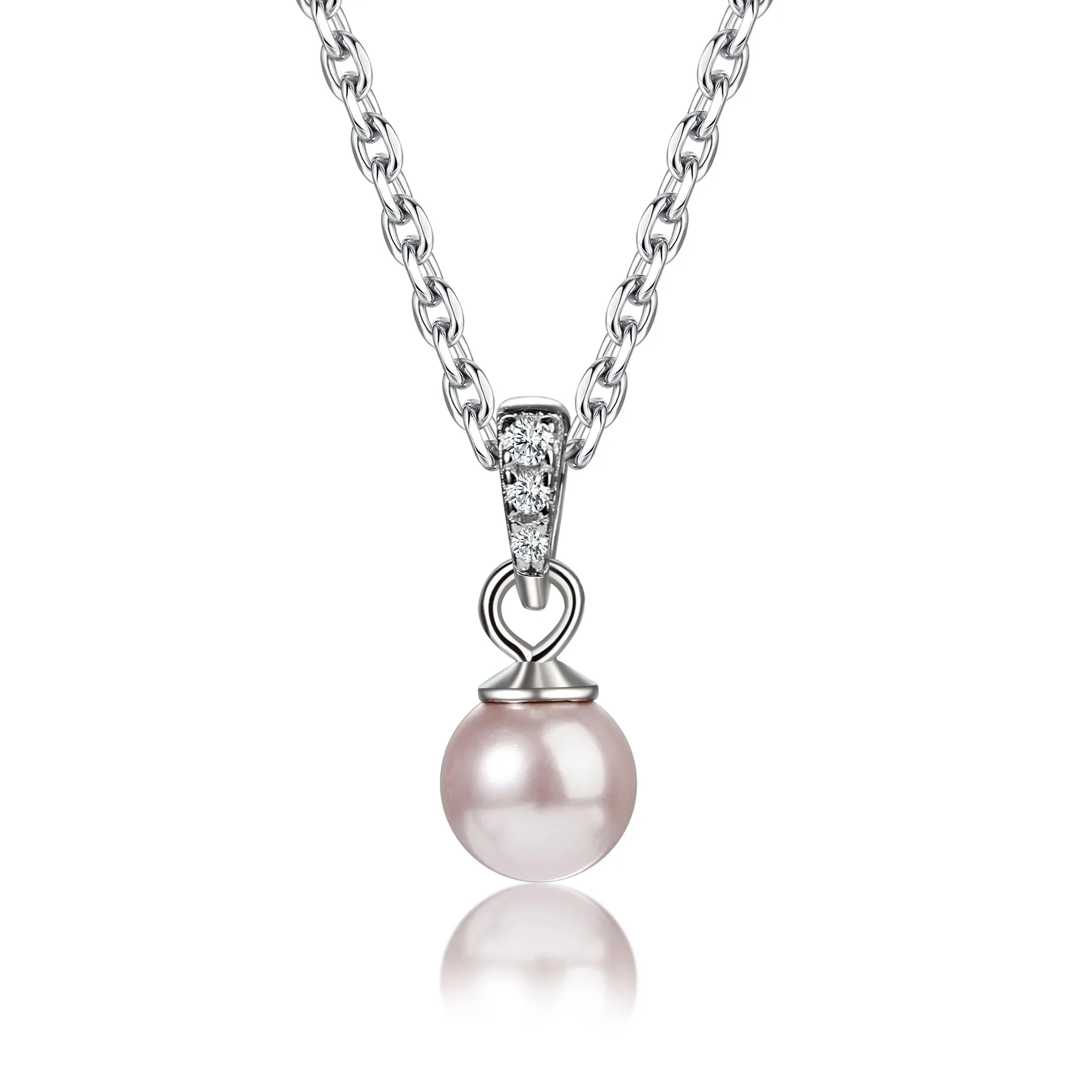 Sterling Silver Pink Pearl Pendant Necklace