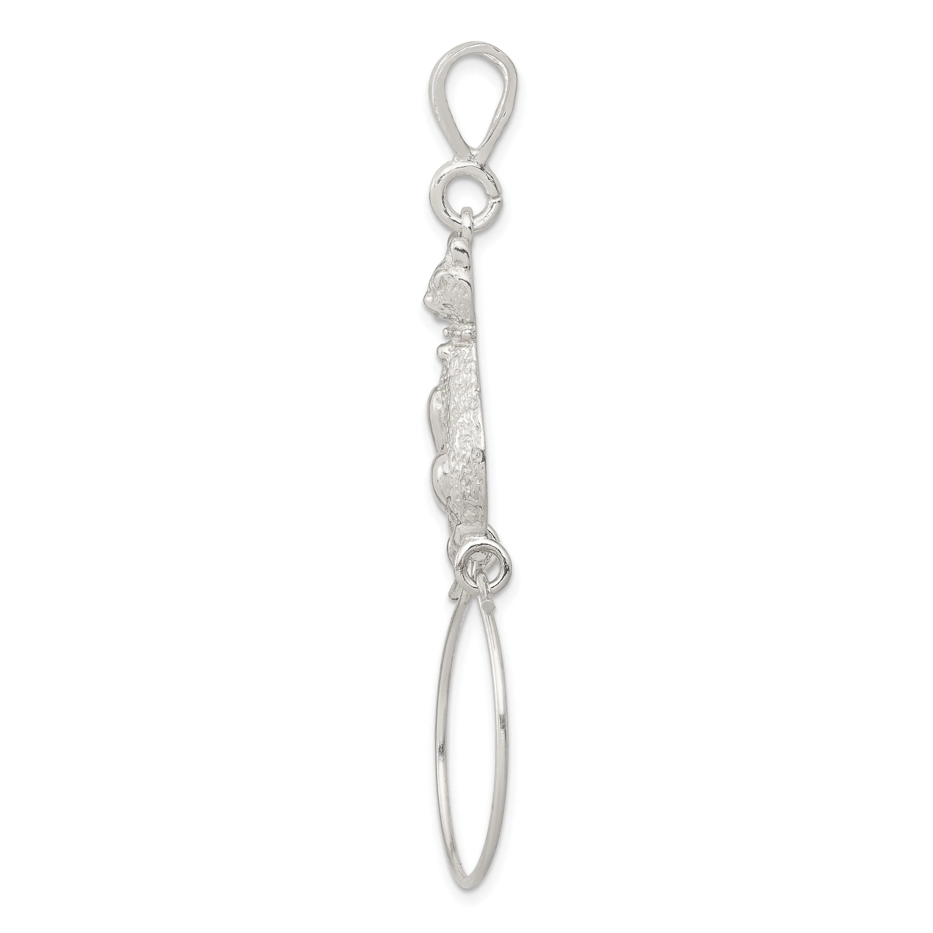 Sterling Silver Sitting Cat Charm Holder Charm