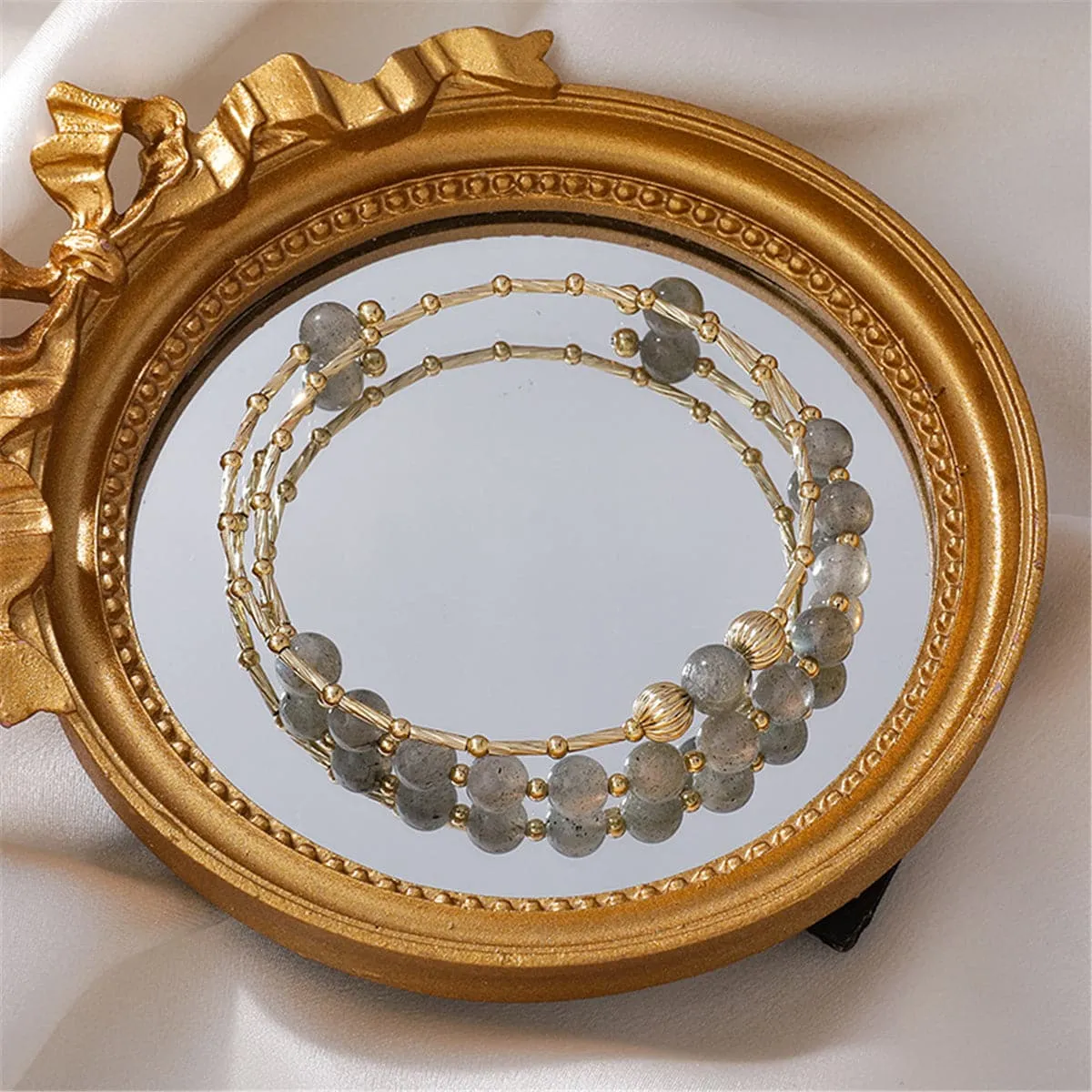 Strawberry Crystal & 18K Gold-Plated Stacked Bangle