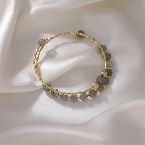 Strawberry Crystal & 18K Gold-Plated Stacked Bangle
