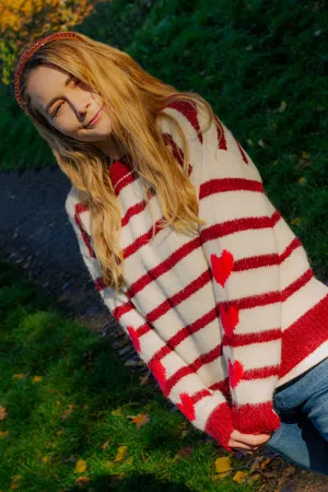 Stripe Heart Sleeve Jumper