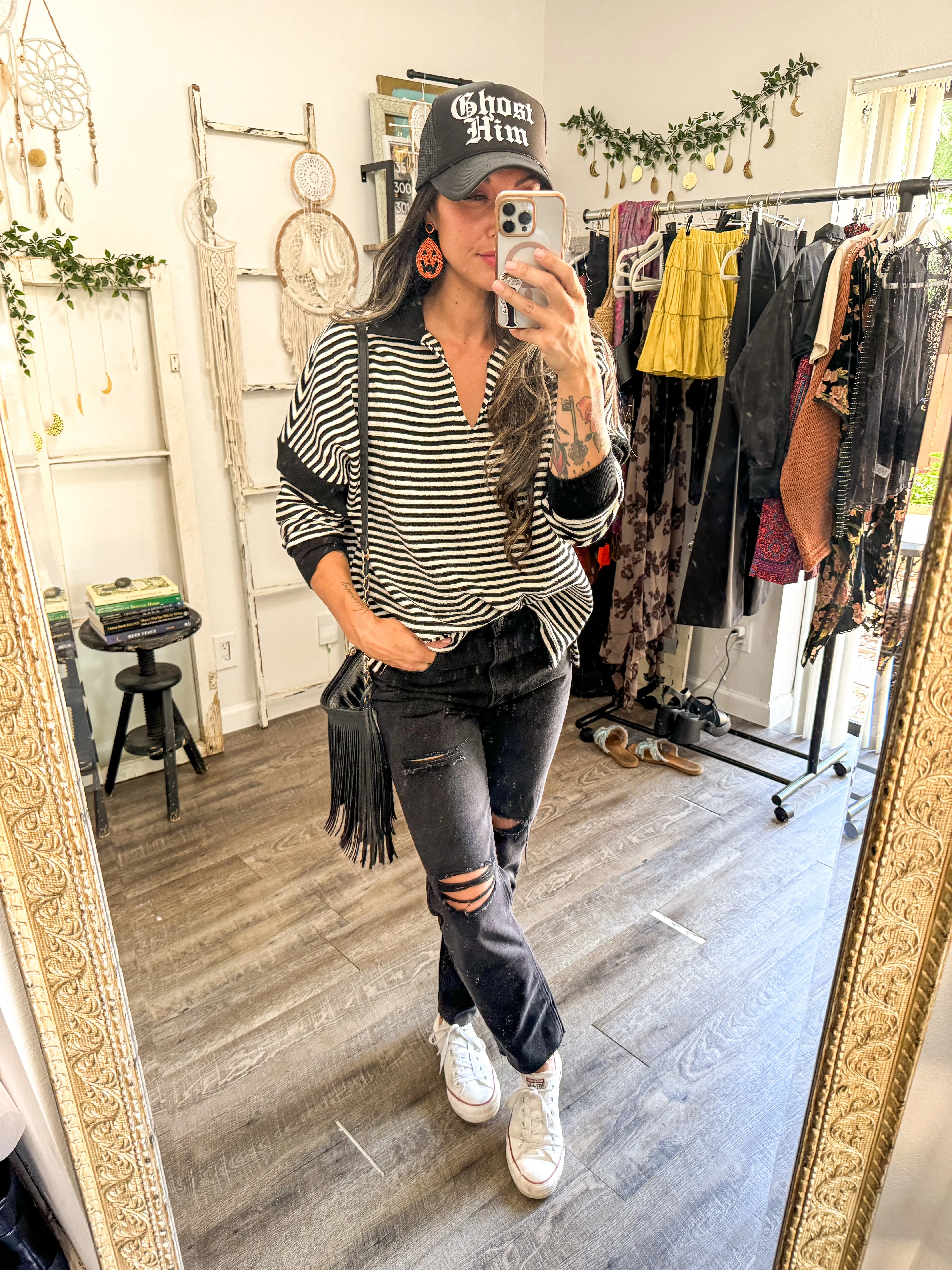 Striped Contrast Long Sleeve Knit Top