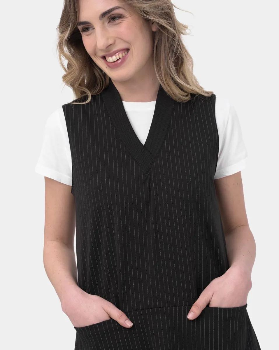 Striped V Neck Sleeveless Dress