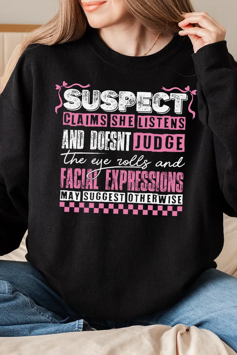 Suspect Claims She Listens Unisex NuBlend Crew Sweatshirt