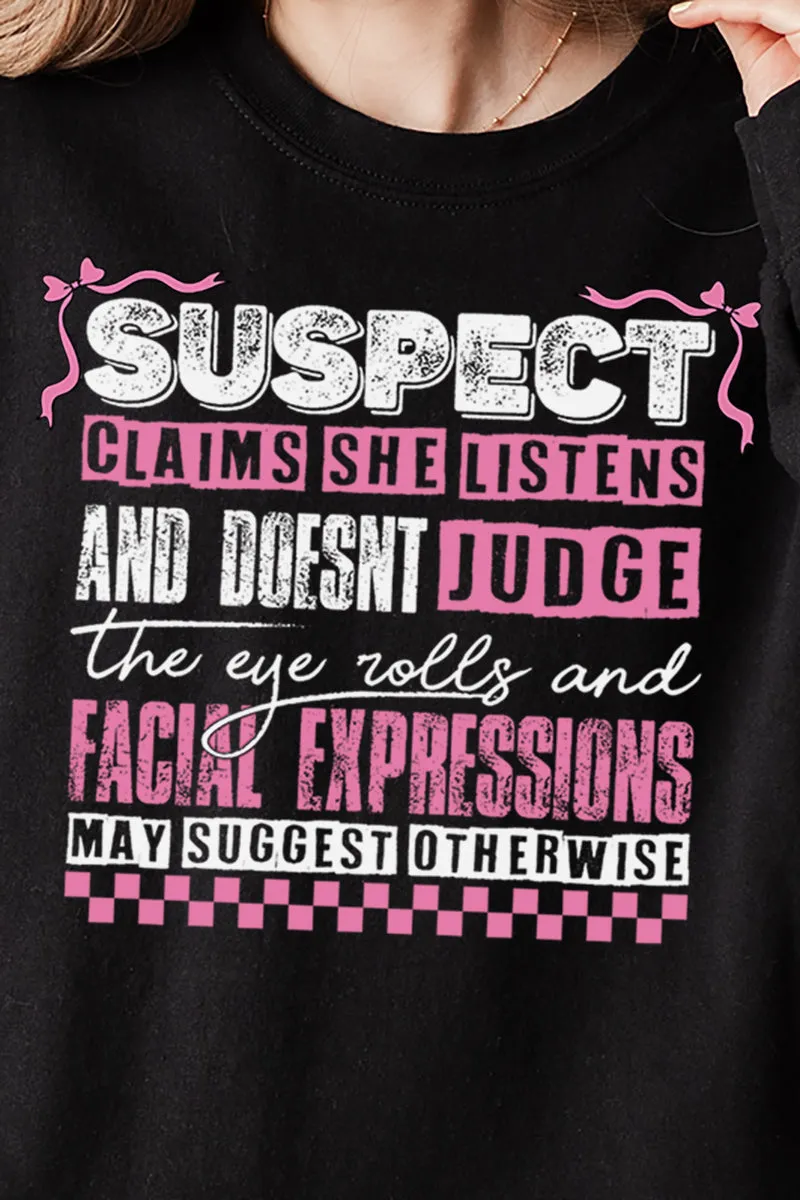 Suspect Claims She Listens Unisex NuBlend Crew Sweatshirt