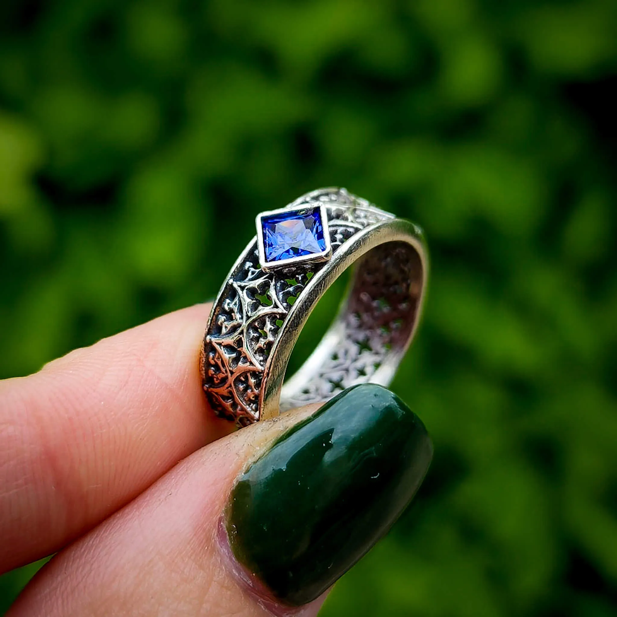 Tanzanite Gothic Band Ring