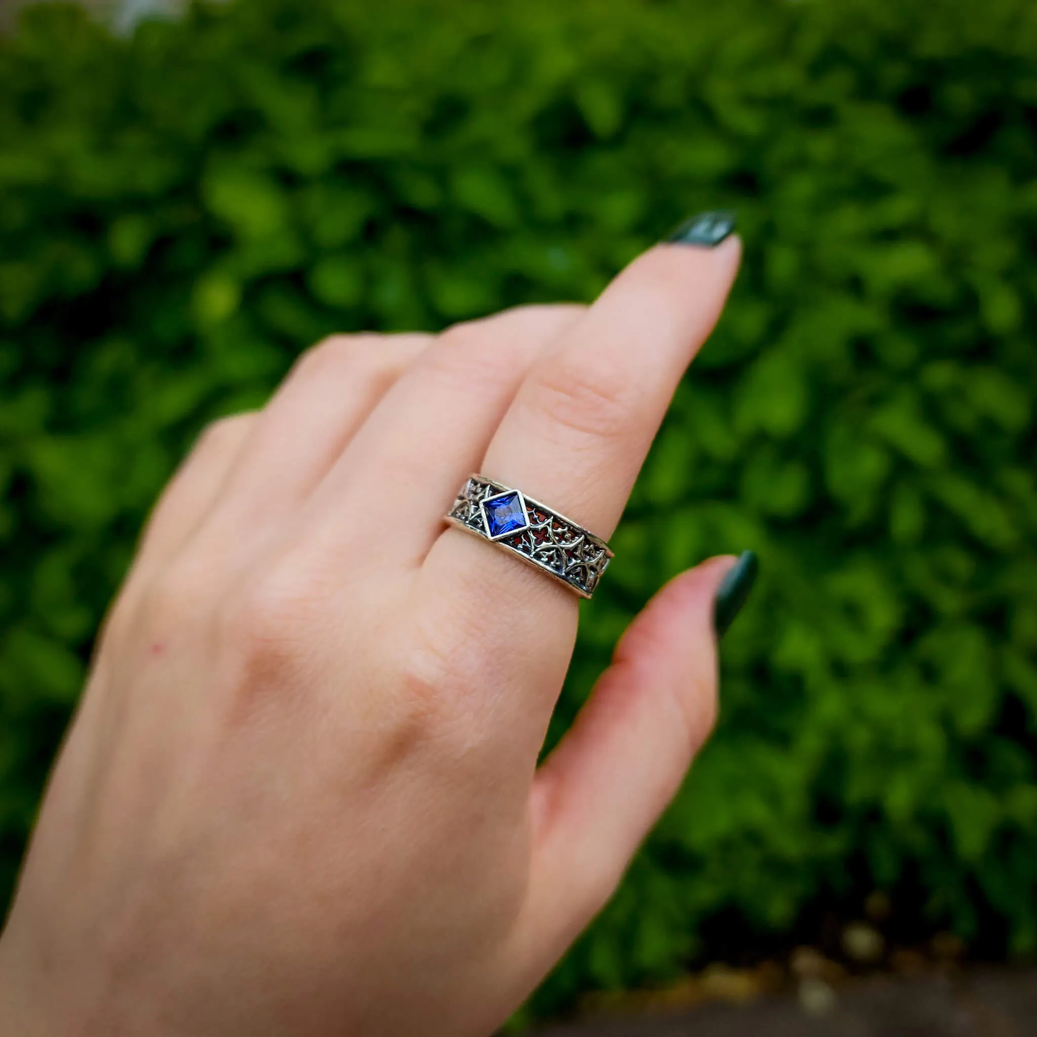 Tanzanite Gothic Band Ring