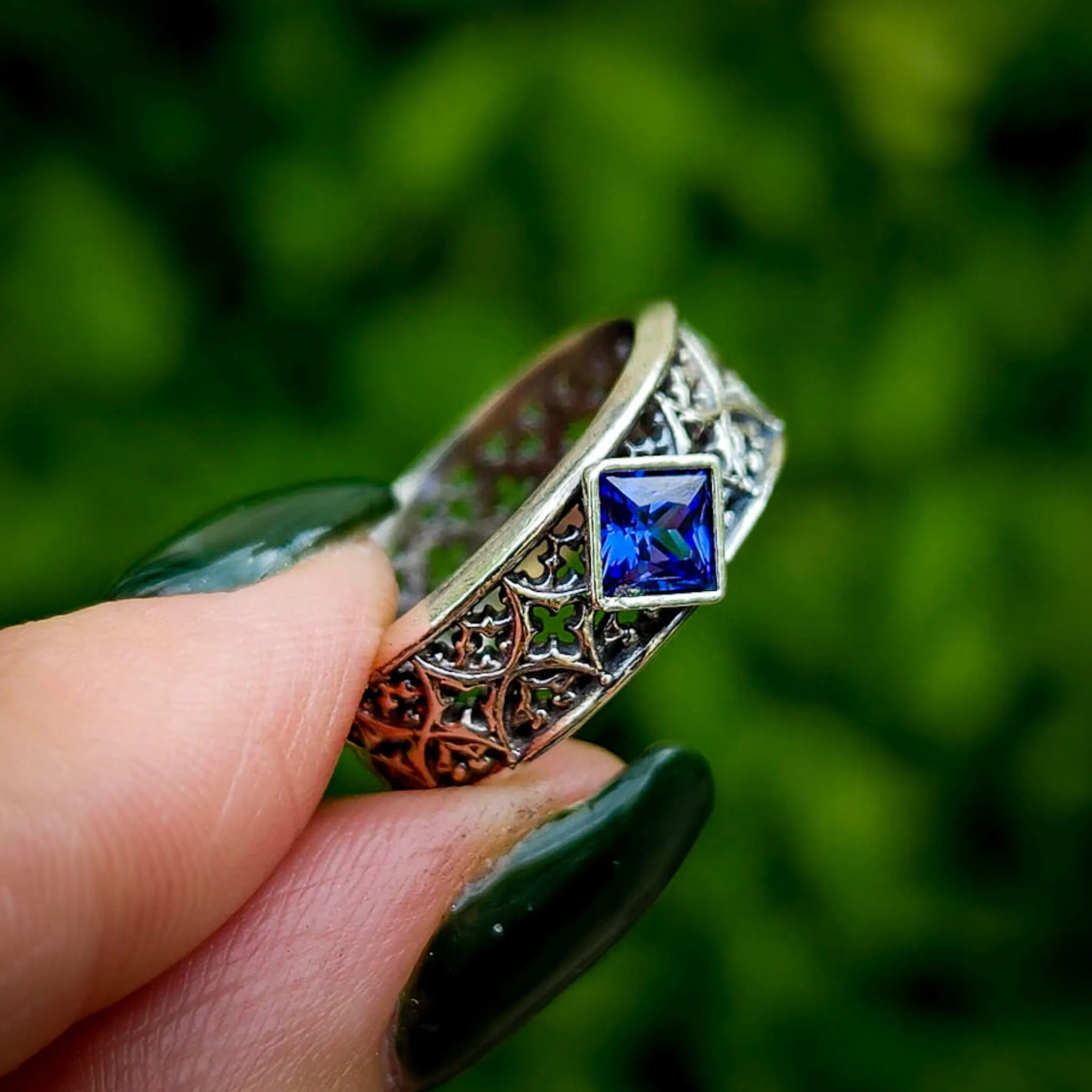 Tanzanite Gothic Band Ring