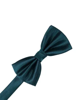 Teal Herringbone Kids Bow Tie