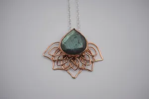 Teal Labradorite Lily Pendant Necklace