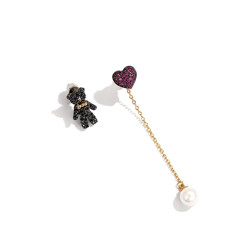 Teddy Bear and Heart Earrings