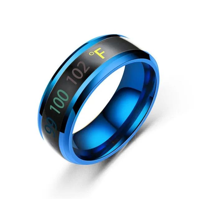 Temperature Ring Titanium Steel Mood Emotion Feeling Intelligent Temperature Sensitive Rings for Women Men Waterproof Jewelry