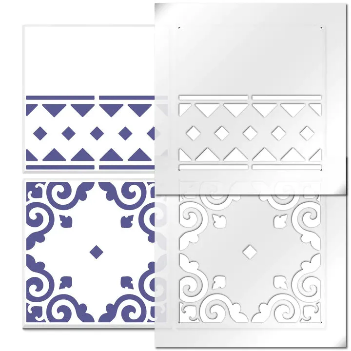 Tetbury Tile & Border Stencil