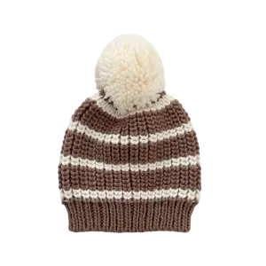 The Blueberry Hill - Rib Knit Stripe Hat - Tan