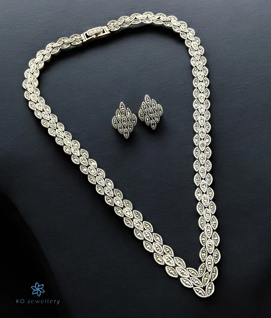 The Kate Silver Marcasite Necklace & Earrings