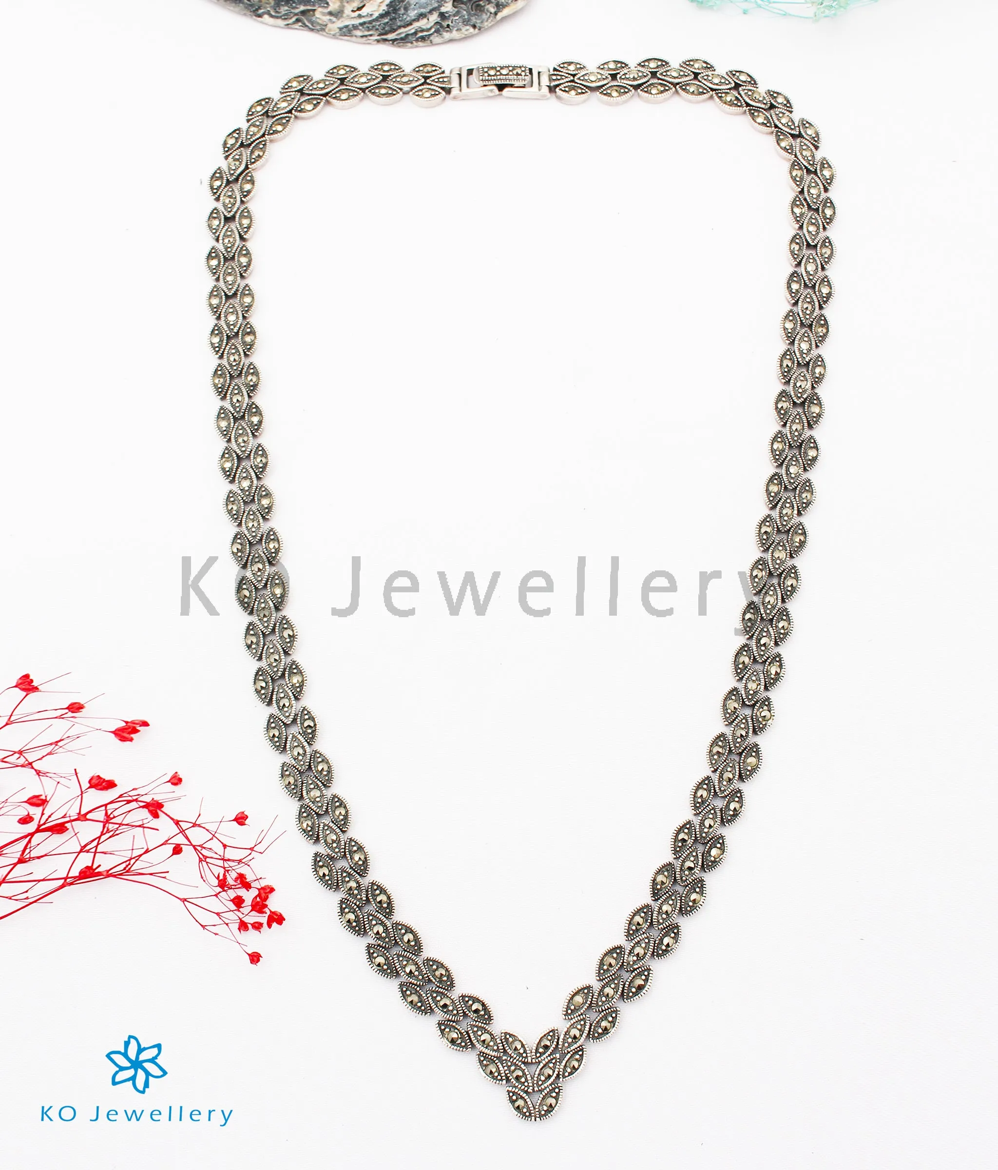 The Kate Silver Marcasite Necklace & Earrings