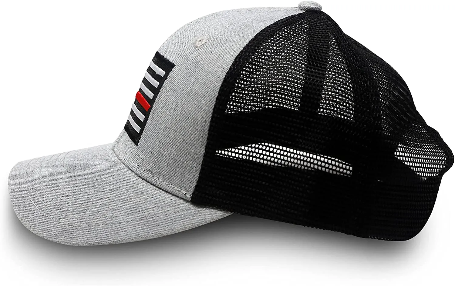 Thin Red Line American Flag Snapback Baseball Hat (Grey Black) - International Tie
