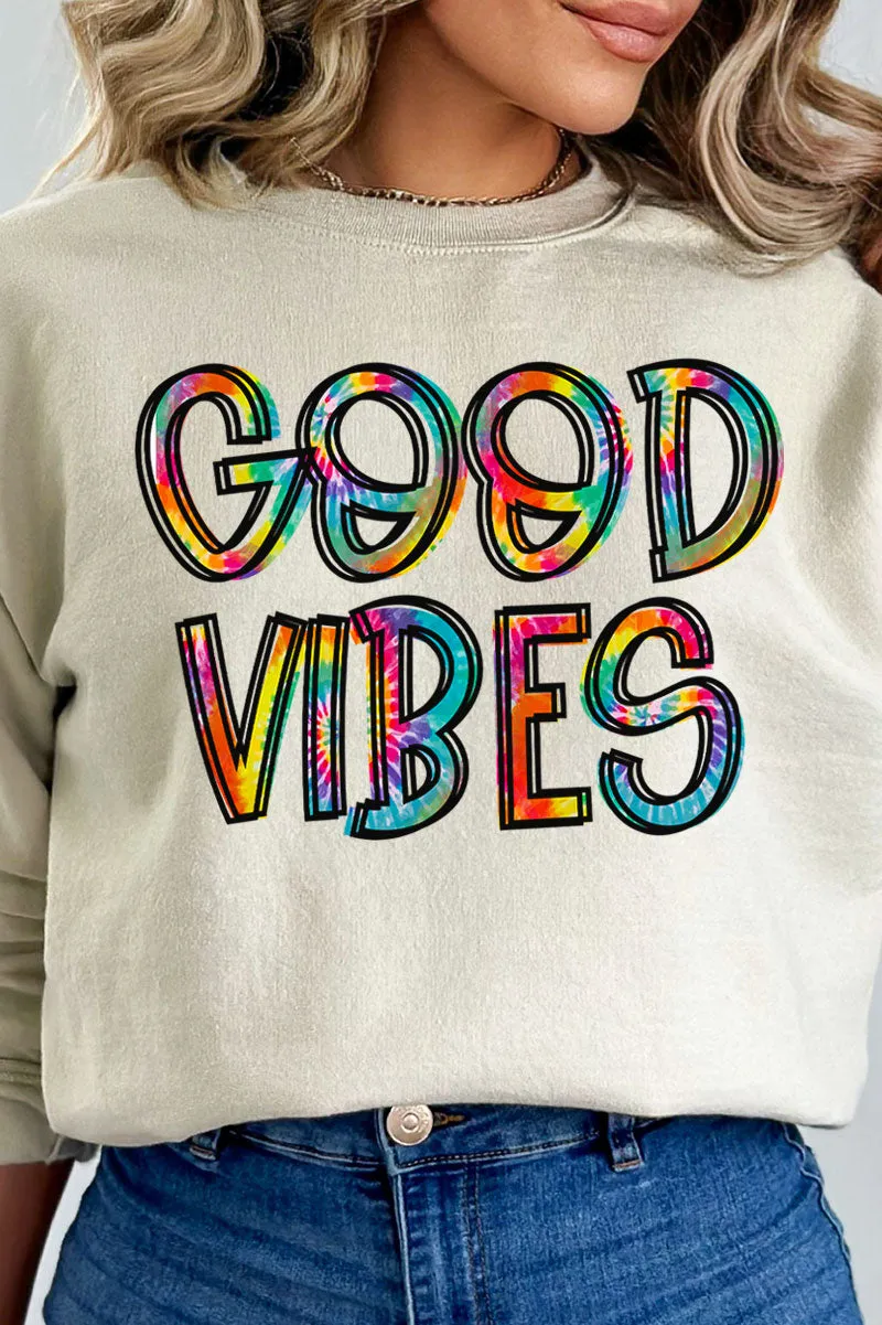Tie Dye Good Vibes Unisex NuBlend Crew Sweatshirt