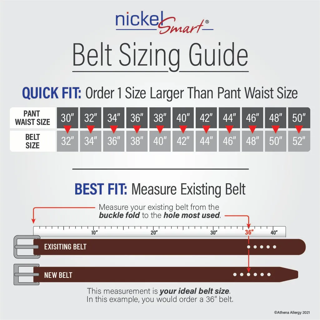 Titanium Brown Leather Work Belt II by Nickel Smart®
