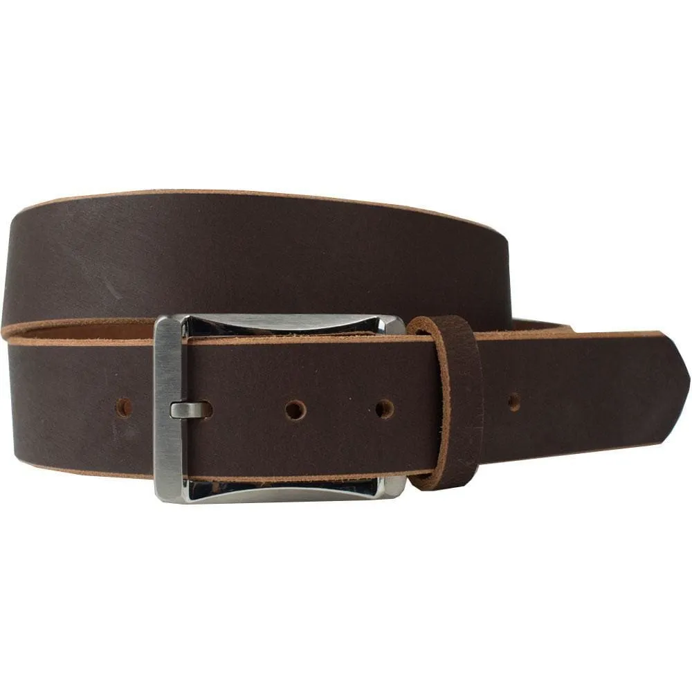 Titanium Brown Leather Work Belt II by Nickel Smart®