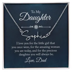 To My Daughter Love Dad Signature Style Name Necklace