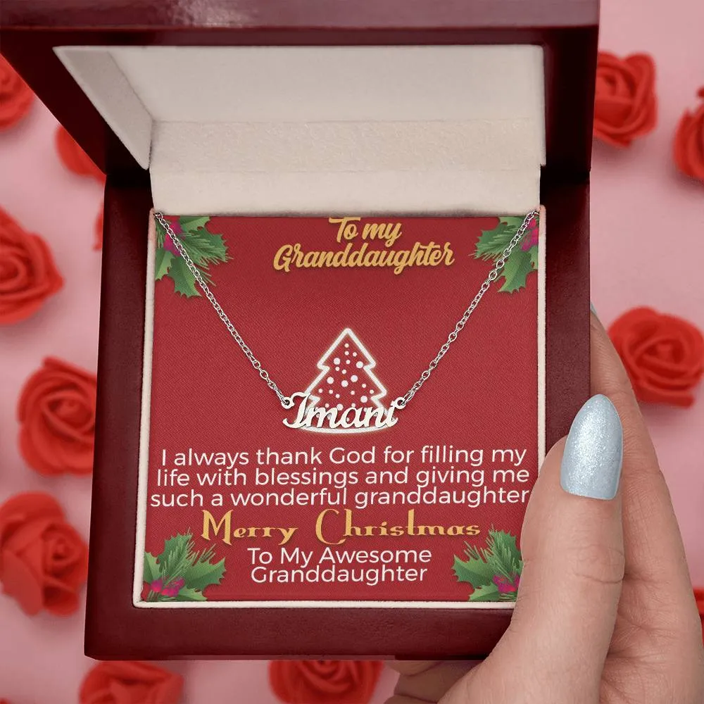 To My Granddaughter l Merry Christmas - Personalise Name Necklace