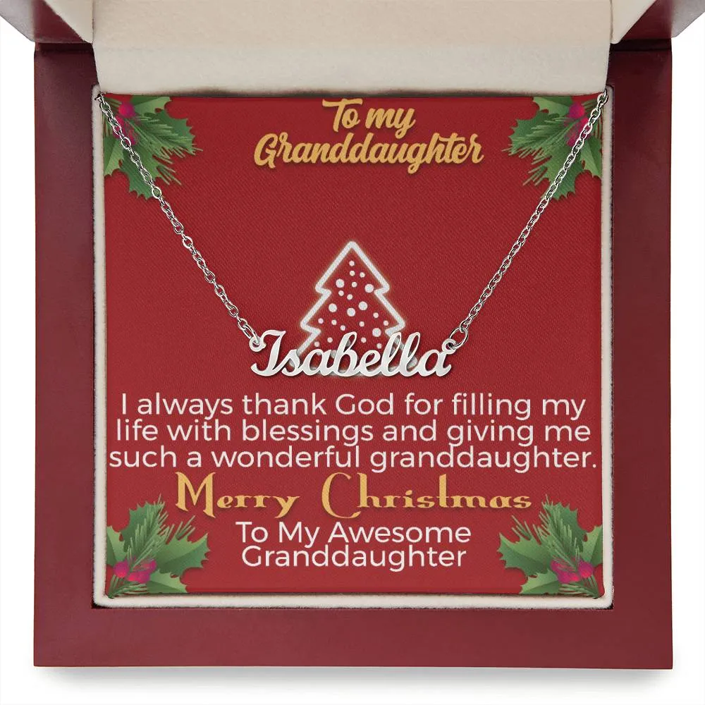To My Granddaughter l Merry Christmas - Personalise Name Necklace