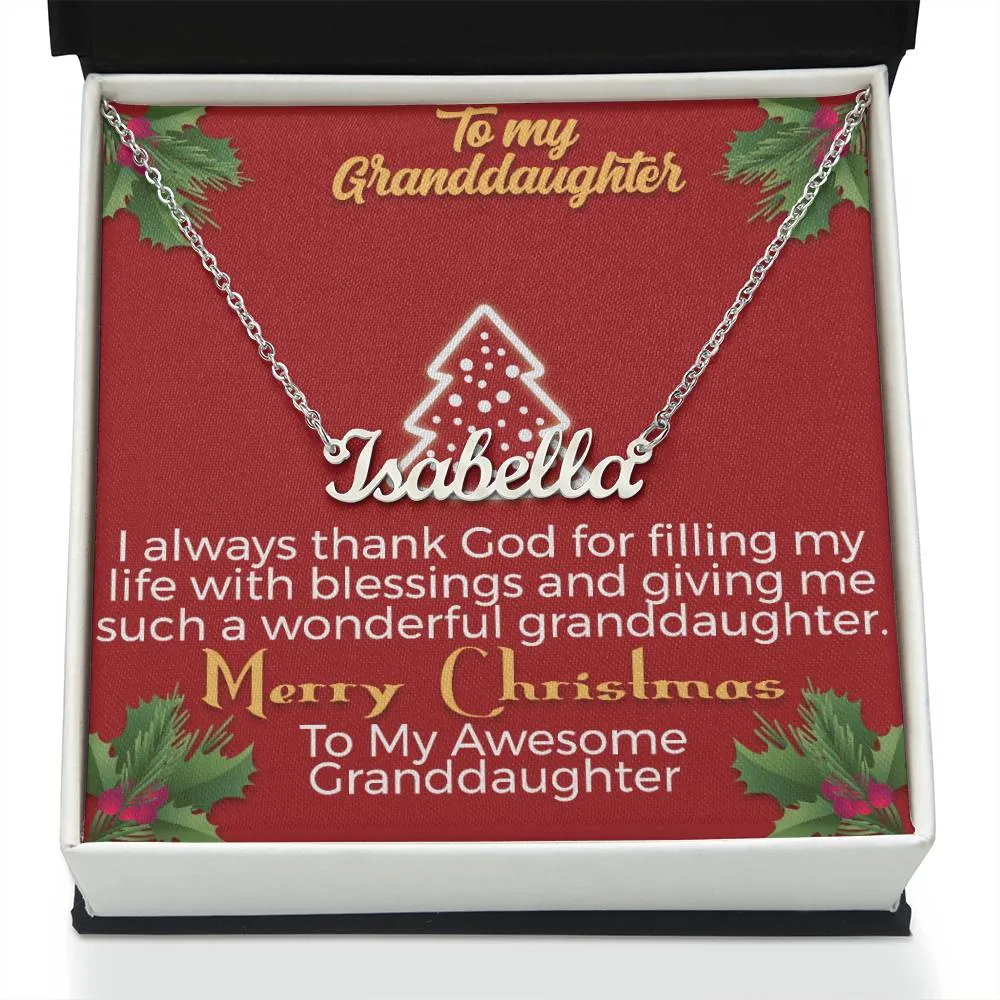 To My Granddaughter l Merry Christmas - Personalise Name Necklace