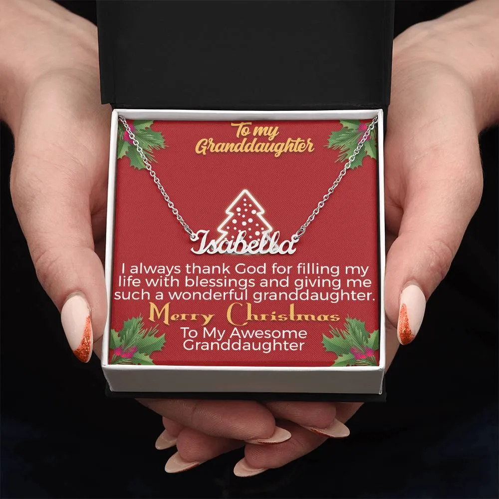 To My Granddaughter l Merry Christmas - Personalise Name Necklace
