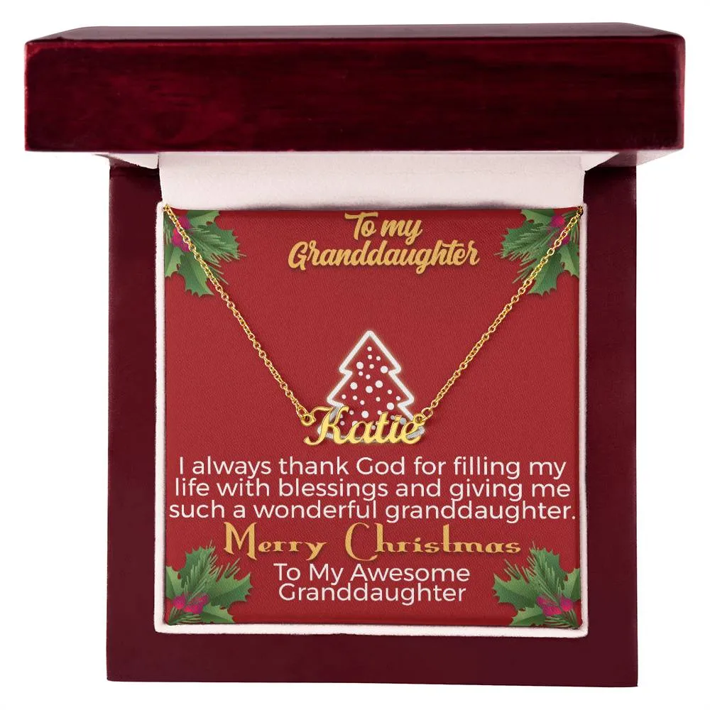 To My Granddaughter l Merry Christmas - Personalise Name Necklace